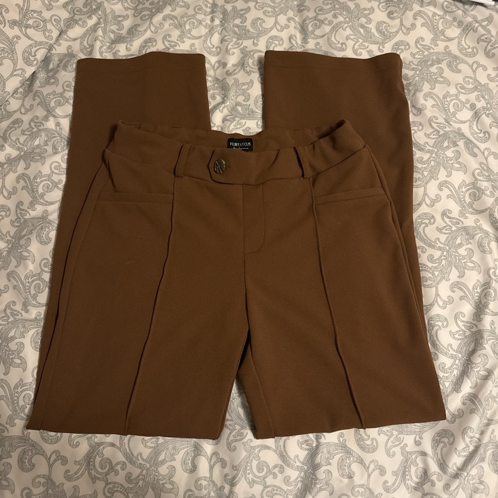 Elegant Brown Straight Leg Women's Pants